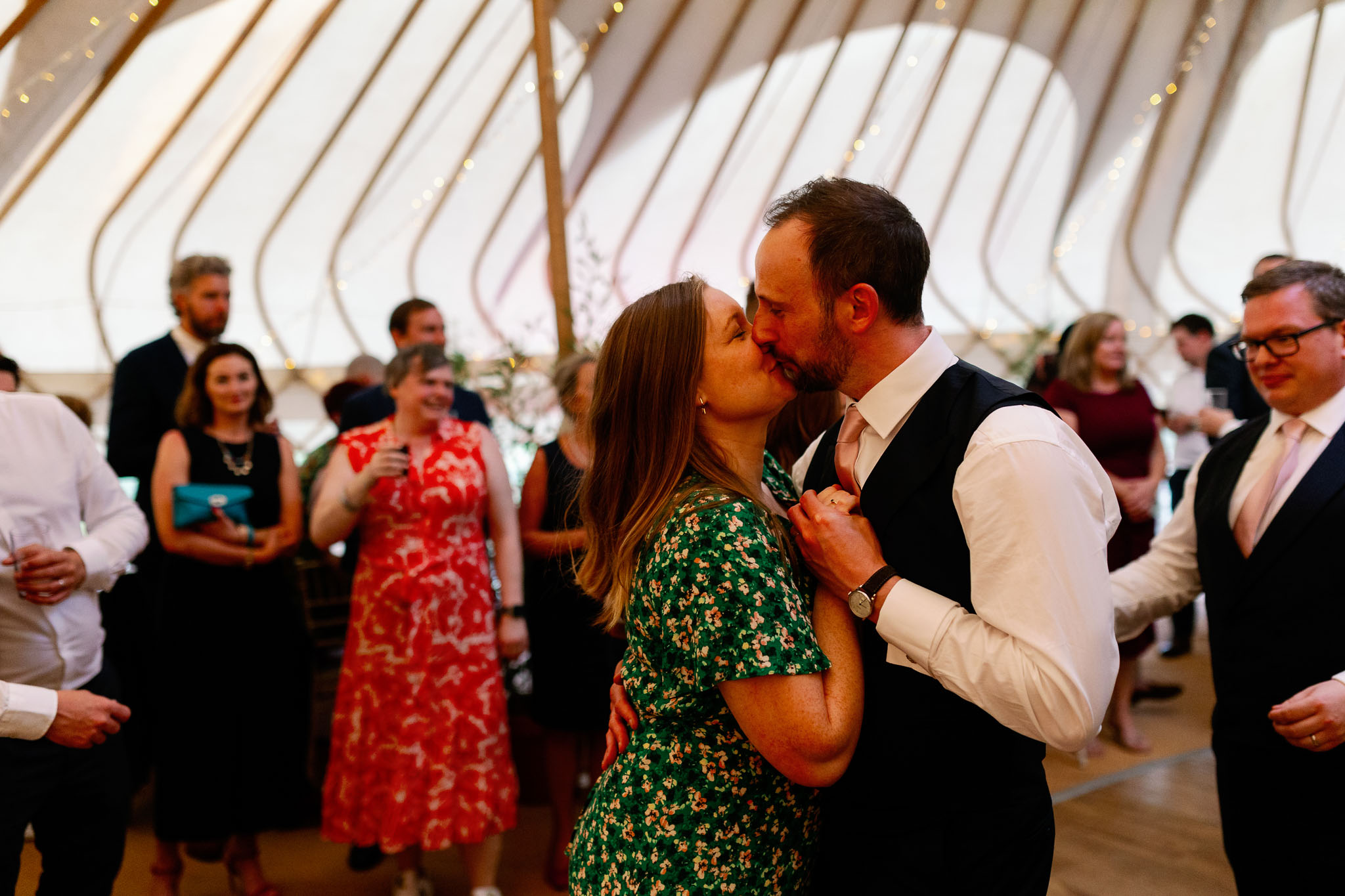 Dancing at a wedding in a Yurt 