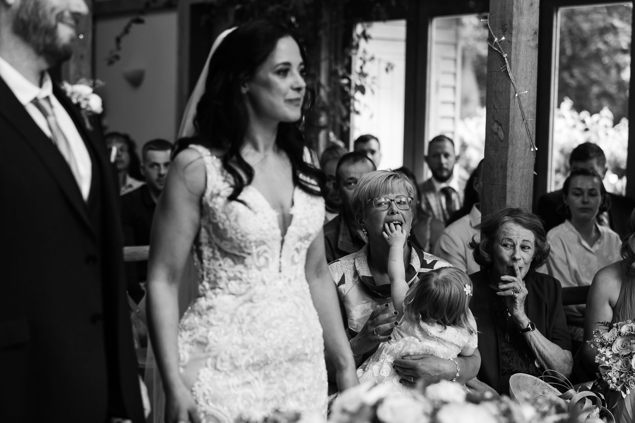 Wedding Ceremony with emotional bridesmaids