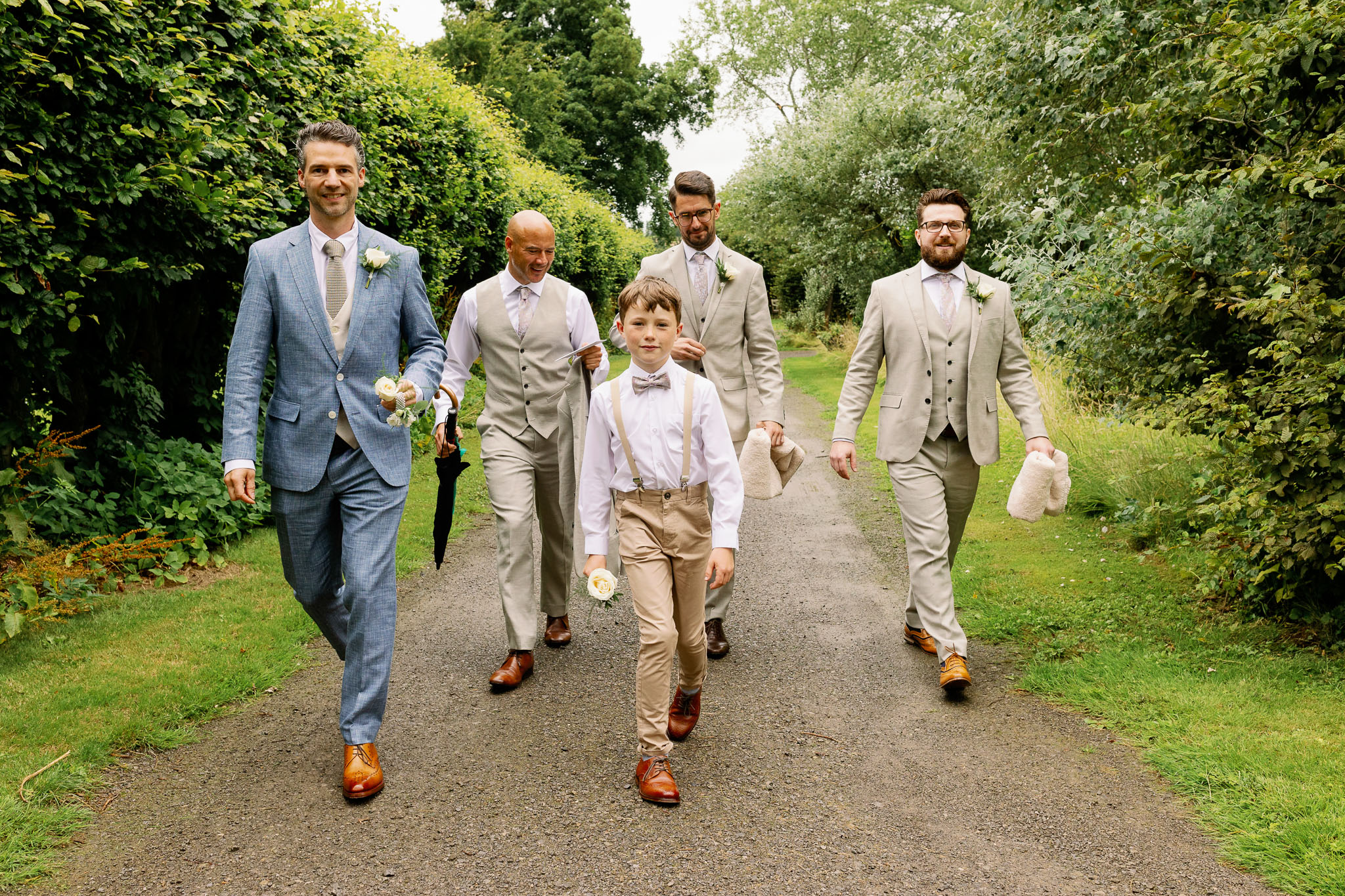 Groomsmen at Jervaulx Abbey in North Yorkshire 