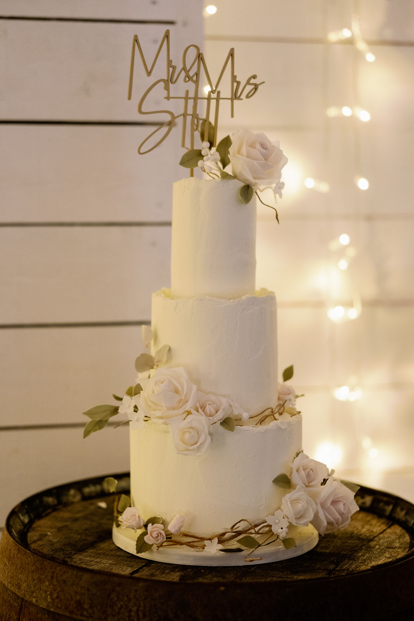 3 Tier Wedding cake at the Normans Wedding Barn in North Yorkshire