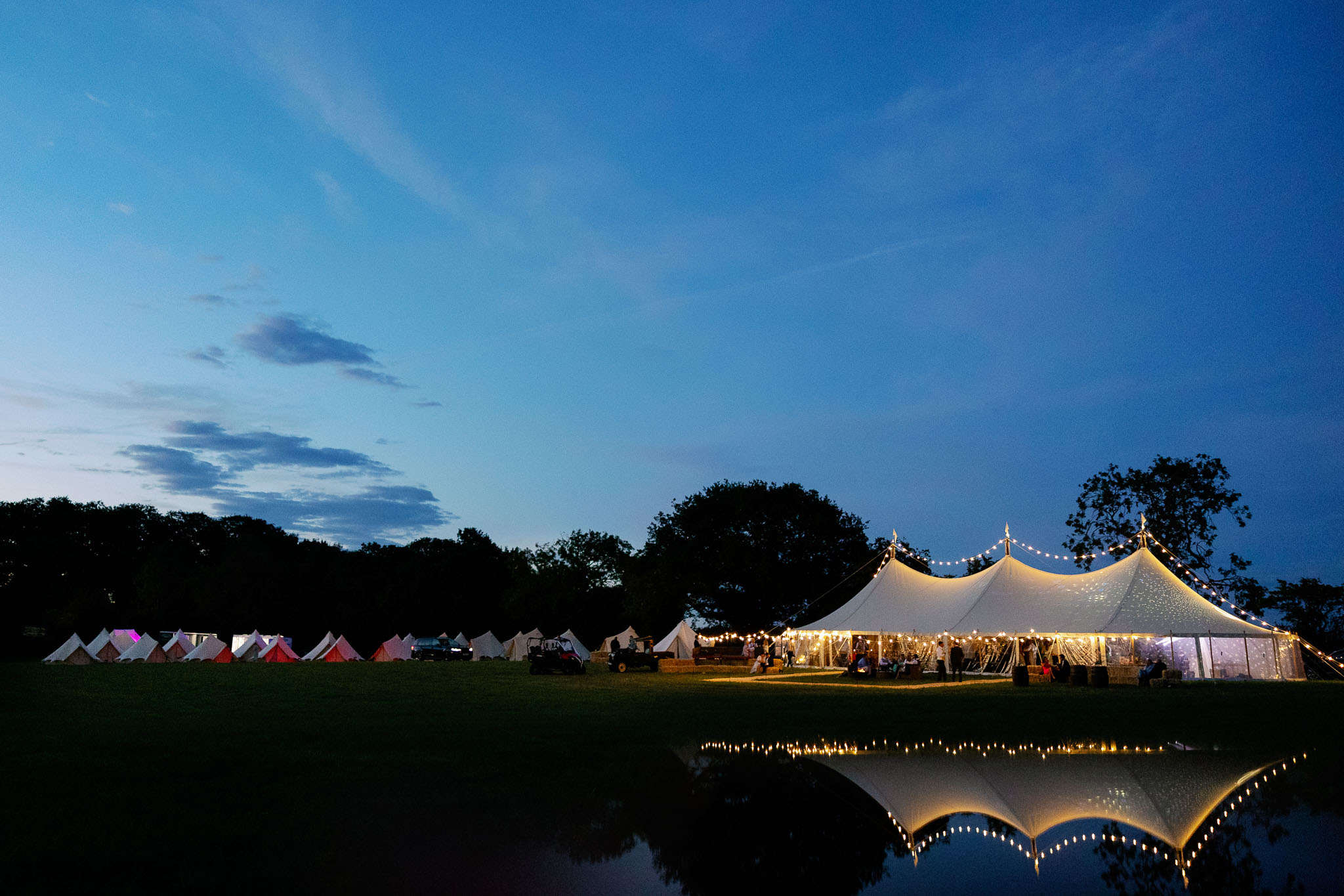 Wills Marquee Tent in the summer evening for a wedding 