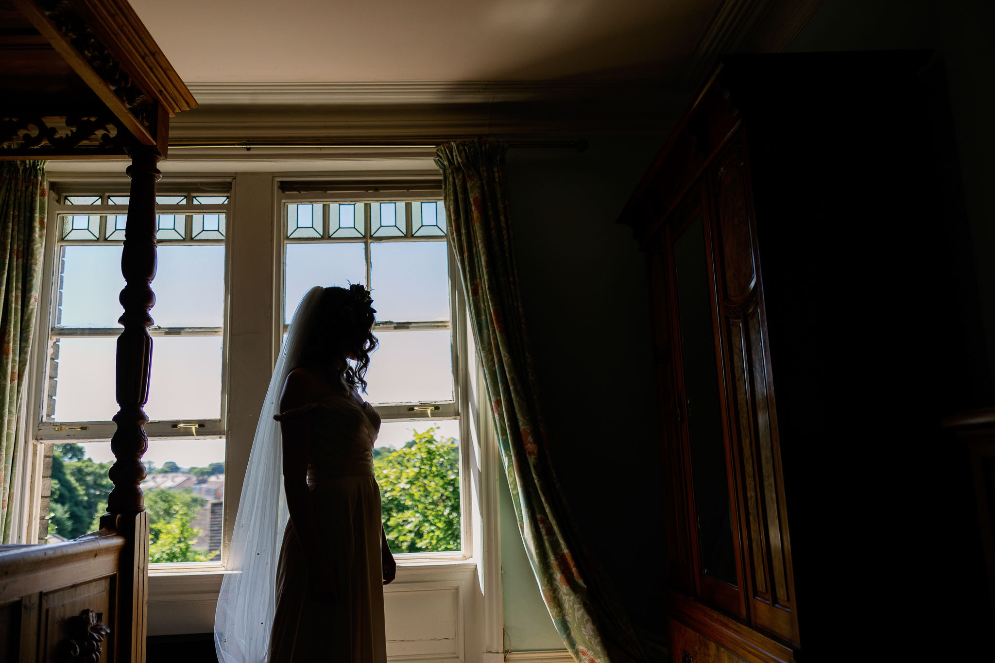 Bride silhouette in Yorkshire 