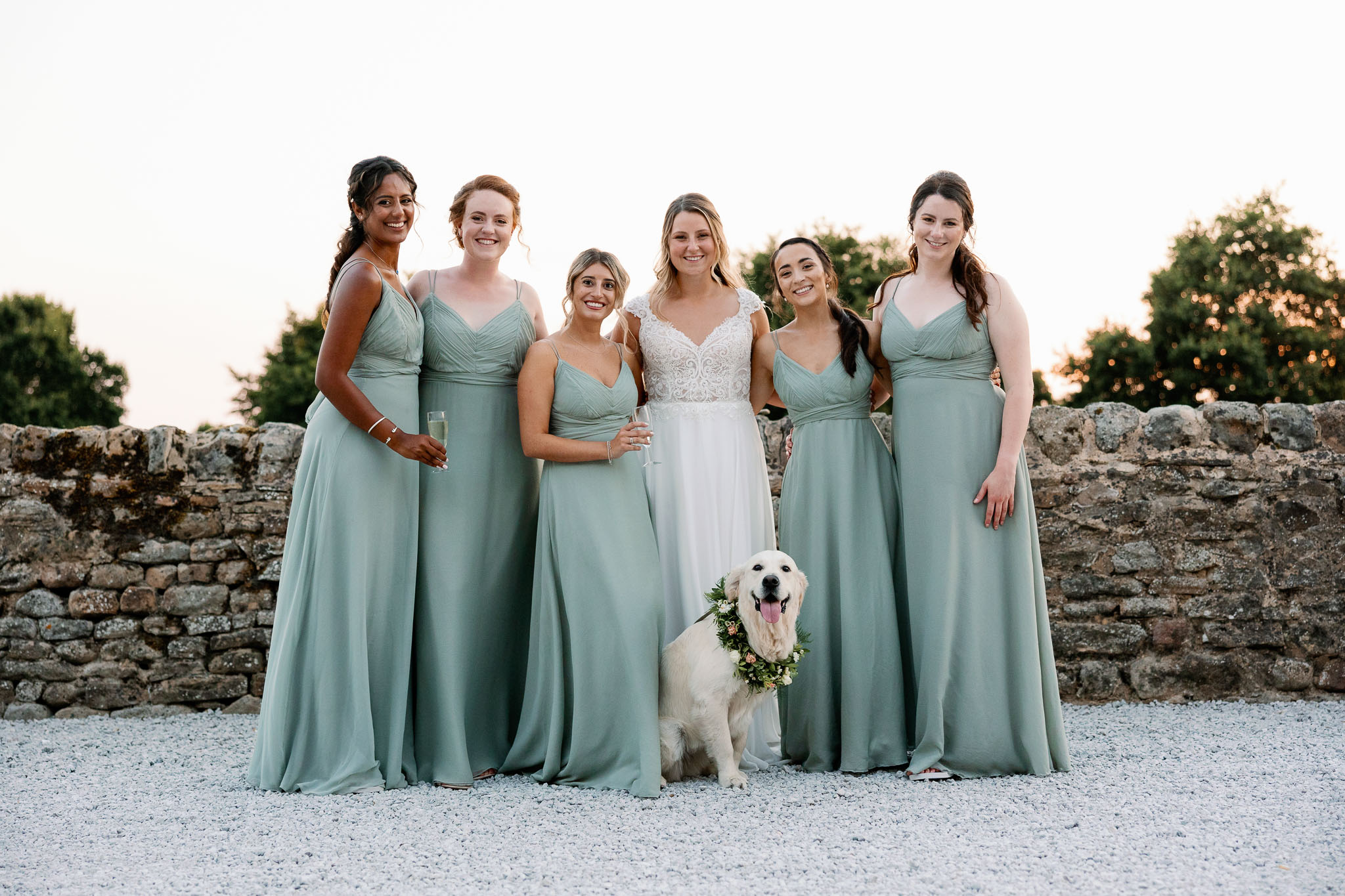 Bridesmaids wearing mint for a wedding in North Yorkshire 