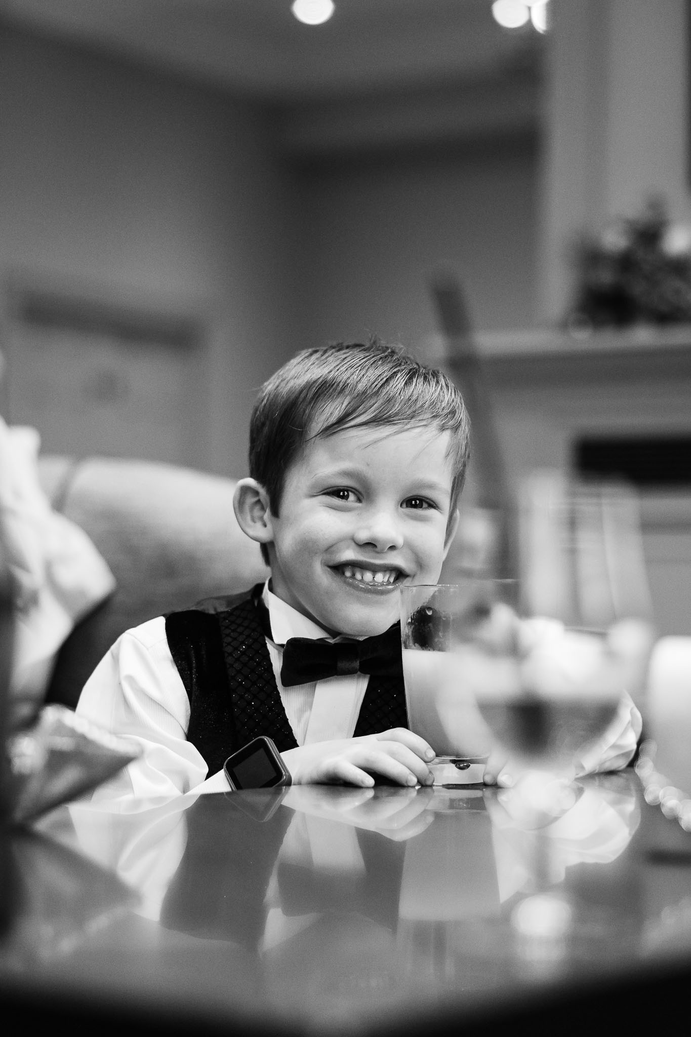 Page boy at a winter wedding in North Yorkshire 